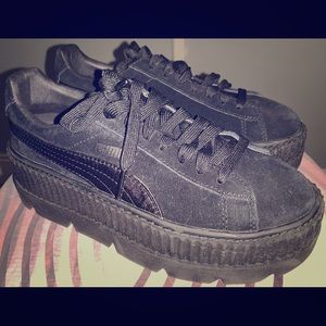 Fenty puma cleated double platform suede creeper